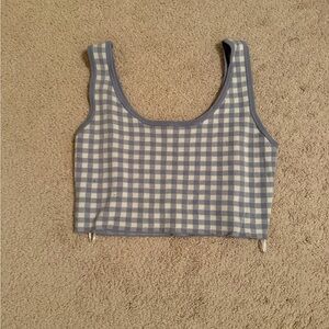 Garage Blue and White Gingham Crop Tank